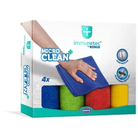   Törlőkendő, mikroszálas, 4 db, BONUS "MicroCLEAN Plus Immunetec"