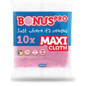   Törlőkendő, univerzális, 10 db, BONUS "MAXI", pink