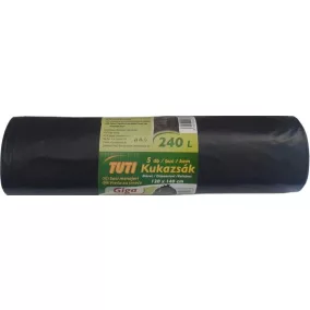   Nagykukazsák, 240 l, 5 db, 120x140 cm, 40 µ, TUTI "Giga", fekete