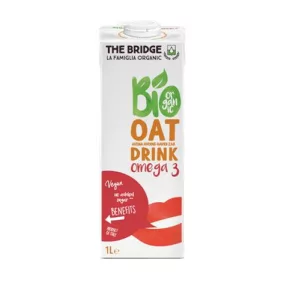   Növényi ital, gluténmentes, bio, dobozos, 1 l, THE BRIDGE, Omega 3, zab