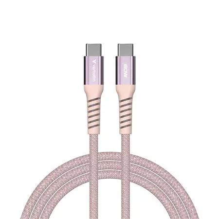 USB kábel, USB-C - USB-C, 1,2 m, 60W, mágneses, VERBATIM, rózsaszín