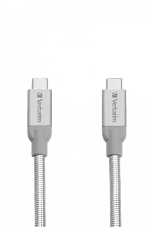 USB kábel, USB-C 3.1 - USB-C, 30 cm, VERBATIM, ezüst