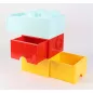 Tárolódoboz, fiókos, LEGO "Brick", sárga