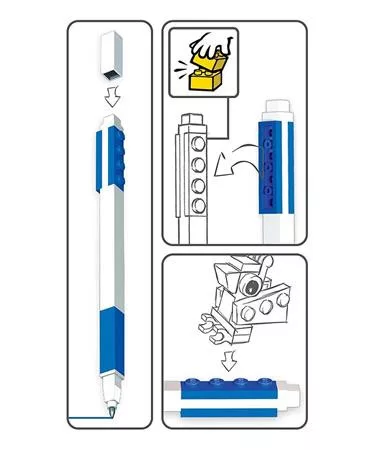Zseléstoll, 0,7 mm, kupakos, mini figurával, LEGO, kék