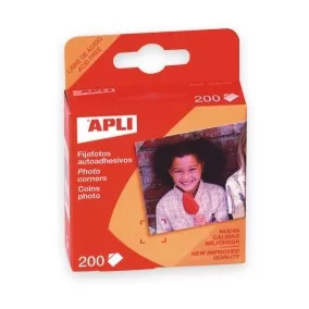   Öntapadó fotósarok, 18x17 mm, APLI, átlátszó, 200 db/csomag