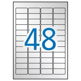   Etikett, 45,7x21,2 mm, poliészter, időjárásálló, kerekített sarkú, APLI, ezüst, 960 etikett/csomag