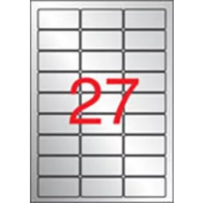   Etikett, 63,5x29,6 mm, poliészter, időjárásálló, kerekített sarkú, APLI, ezüst, 540 etikett/csomag