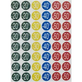   Etikett, árengedmény, 24 mm, kör, színes, APLI, 240 etikett/csomag, -20-50%