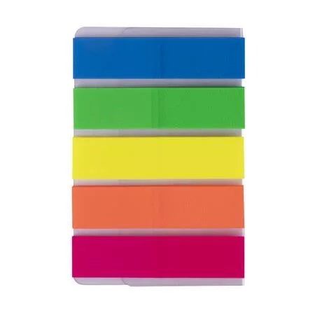 Jelölőcímke, műanyag, 5x25 lap, 12x45 mm, APLI, 5 szín