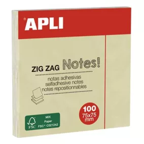   Öntapadó jegyzettömb, "Z", 75x75 mm, 100 lap, APLI "Classic", sárga