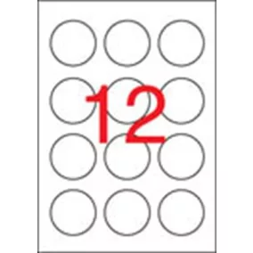 Etikett, 60 mm kör, fehér, APLI, 1200 etikett/csomag