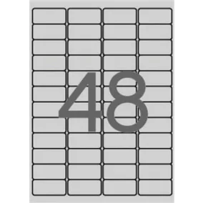   Etikett, 45,7x21,2 mm, poliészter, időjárásálló, kerekített sarkú, APLI, ezüst, 4800 etikett/csomag