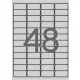 Etikett, 45,7x21,2 mm, poliészter, időjárásálló, kerekített sarkú, APLI, ezüst, 4800 etikett/csomag