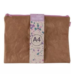   Rendszerező tasak, cipzáras, bőrhatású textúra, műanyag, A4, APLI "Kraft", vegyes színű cipzár