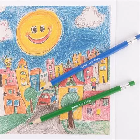 Színes töltőceruza készlet, ceruzatartóban, APLI "Color Click", 12 különböző szín
