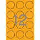 Etikett, 60 mm kör, színes, APLI, neon narancs, 240 etikett/csomag