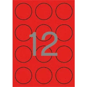   Etikett, 60 mm kör, színes, APLI, neon piros, 240 etikett/csomag