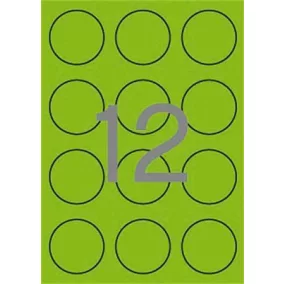   Etikett, 60 mm kör, színes, APLI, neon zöld, 240 etikett/csomag