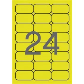   Etikett, 64x33,9 mm, színes, kerekített sarkú, APLI, neon sárga, 480 etikett/csomag
