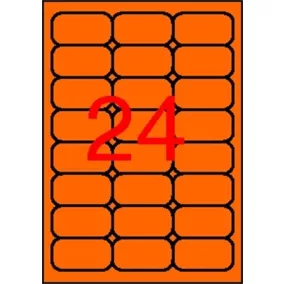   Etikett, 64x33,9 mm, színes, kerekített sarkú, APLI, neon narancs, 480 etikett/csomag