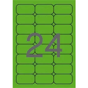   Etikett, 64x33,9 mm, színes, kerekített sarkú, APLI, neon zöld, 480 etikett/csomag