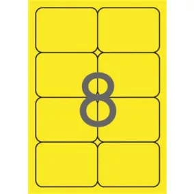   Etikett, 99,1x67,7 mm, színes, kerekített sarkú, APLI, neon sárga, 160 etikett/csomag