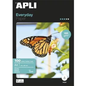   Fotópapír, tintasugaras, A4, 180 g, fényes, APLI "Everyday"