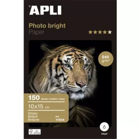   Fotópapír, tintasugaras, 10x15 cm, 240 g, fényes, APLI "Photo Bright"