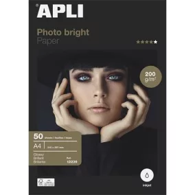   Fotópapír, tintasugaras, A4, 200 g, fényes, APLI "Photo bright"