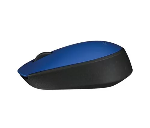 Egér, vezeték nélküli, optikai, közepes méret, USB, LOGITECH "M171", kék