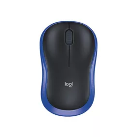   Egér, vezeték nélküli, optikai, közepes méret, USB, LOGITECH "M185", kék