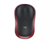 Egér, vezeték nélküli, optikai, közepes méret, USB, LOGITECH "M185", piros