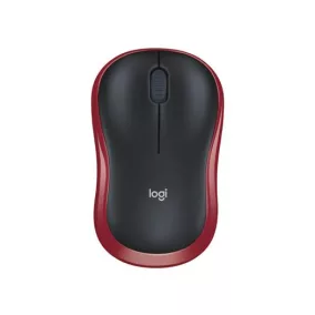   Egér, vezeték nélküli, optikai, közepes méret, USB, LOGITECH "M185", piros