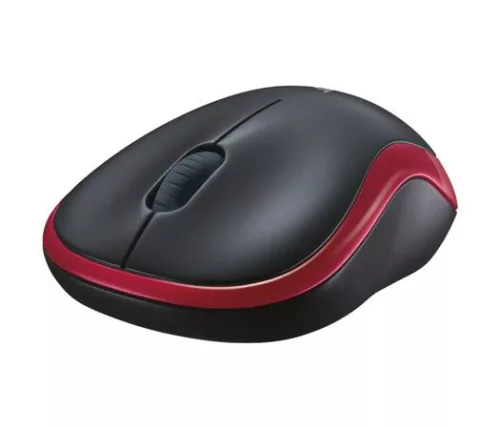 Egér, vezeték nélküli, optikai, közepes méret, USB, LOGITECH "M185", piros