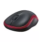   Egér, vezeték nélküli, optikai, közepes méret, USB, LOGITECH "M185", piros