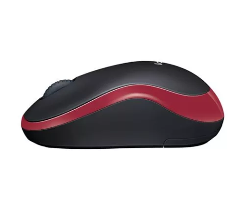 Egér, vezeték nélküli, optikai, közepes méret, USB, LOGITECH "M185", piros