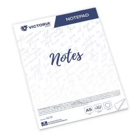 Jegyzettömb, A5, 5x50 lap, vonalas, VICTORIA OFFICE, fehér