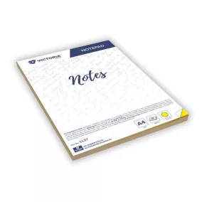 Jegyzettömb, A4, 5x50 lap, vonalas, VICTORIA OFFICE, sárga