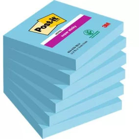   Öntapadó jegyzettömb, 76x76 mm, 6x90 lap, 3M POSTIT "Super Sticky", kék