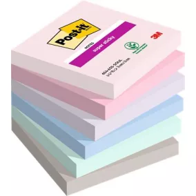   Öntapadó jegyzettömb, 76x76 mm, 6x90 lap, 3M POSTIT "Super Sticky Soulful", vegyes színek