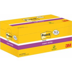   Öntapadó jegyzettömb csomag, 76x76 mm, 24x90 lap, 3M POSTIT "Super Sticky", vegyes