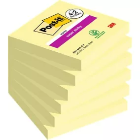   Öntapadó jegyzettömb, 76x76 mm, 6x90 lap, 3M POSTIT "Super Sticky", kanári sárga