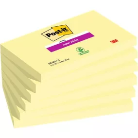   Öntapadó jegyzettömb csomag, 76x127 mm, 6x90 lap, 3M POSTIT "Super Sticky", kanári sárga