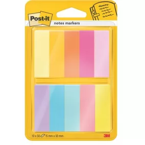   Jelölőcímke, papír, 10x50 lap, 15x50 mm, 3M POSTIT, vegyes