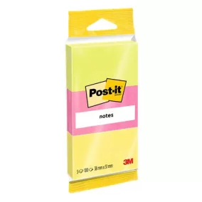   Öntapadó jegyzettömb, 38x51 mm, 3x100 lap, 3M POSTIT, neon színek