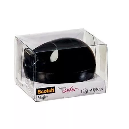 Ragasztószalag-adagoló, asztali, feltöltött, kavics formájú, 3M SCOTCH, fekete