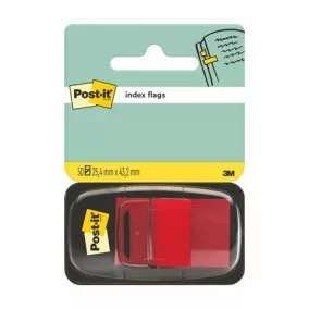 Jelölőcímke, műanyag, 50 lap, 25x43 mm, 3M POSTIT, piros