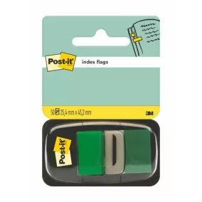Jelölőcímke, műanyag, 50 lap, 25x43 mm, 3M POSTIT, zöld