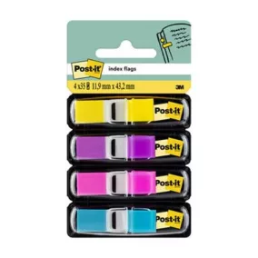   Jelölőcímke, műanyag, 4x35 lap, 11,9x43,2 mm, 3M POSTIT, élénk vegyes