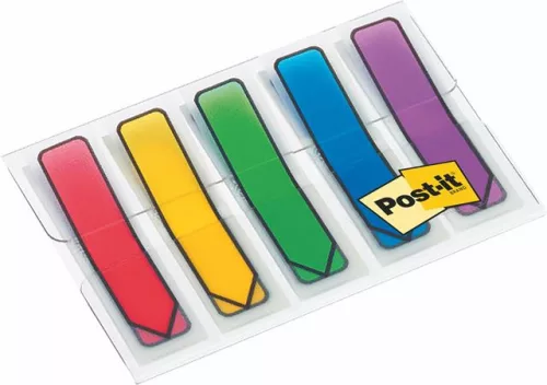 Jelölőcímke, műanyag, 4x24 lap, 11,9x43,2 mm, nyíl, 3M POSTIT, vegyes